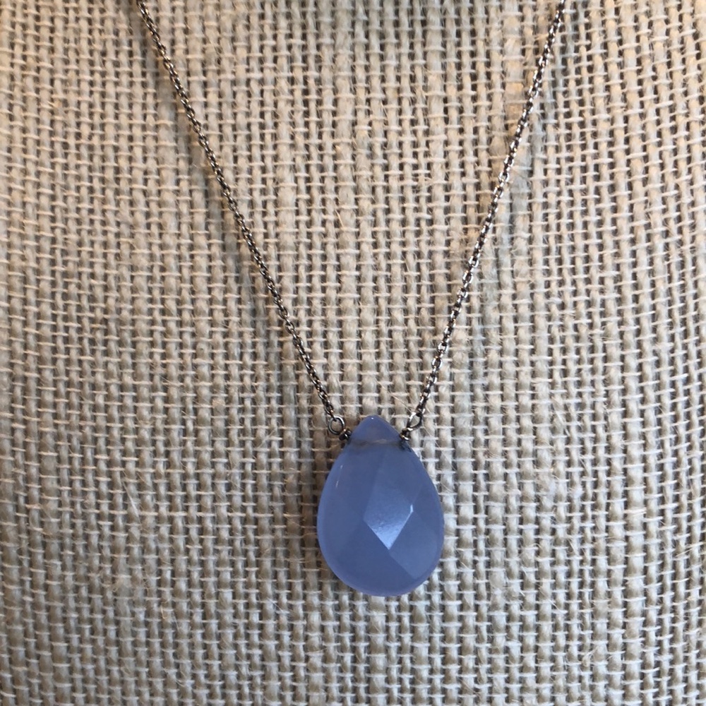 Periwinkle Chalcedony Stone Pendant Necklace